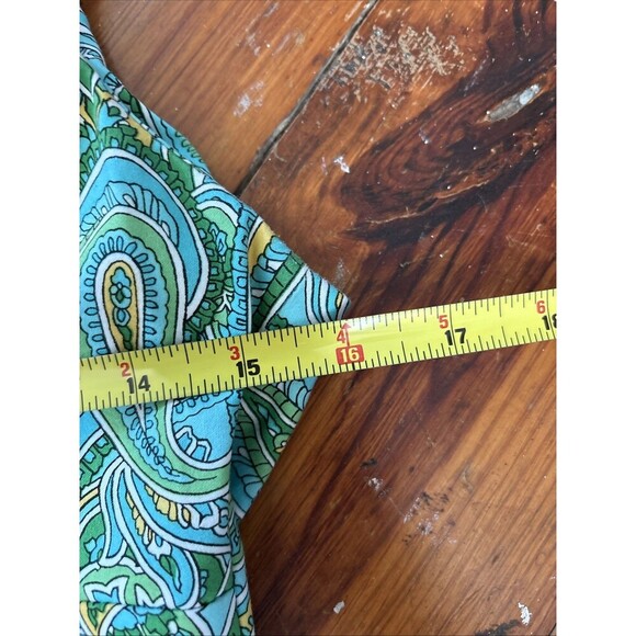 Jones New York Signature Dress Stretch Paisley Sleeveless Sheath Aqua 2P - Picture 4 of 6